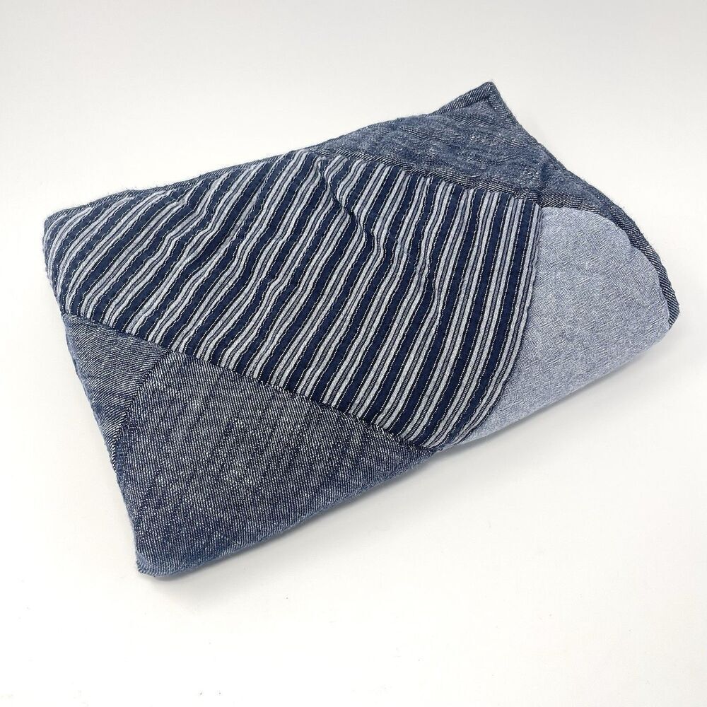 Pottery Barn Teen Denim X Quilted Pillow Sham Standard Navy Blue Cotton Unused